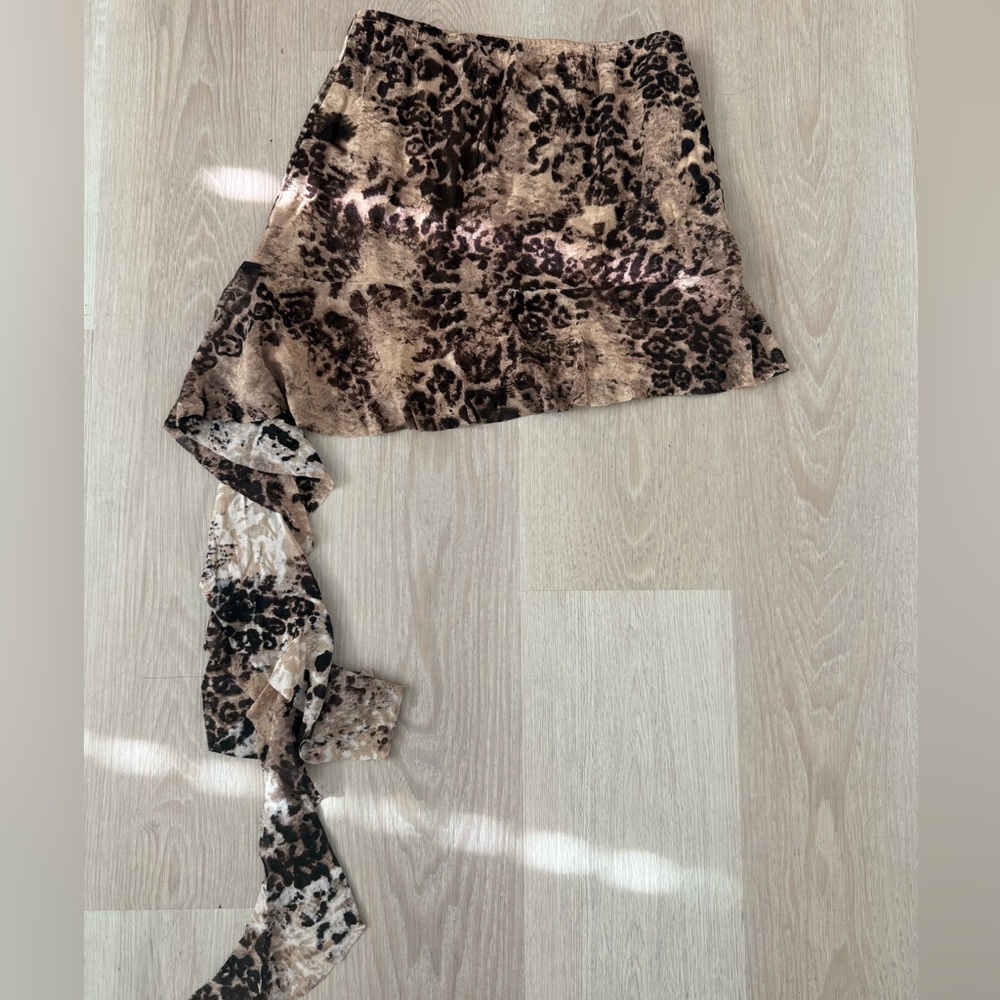 Leopard Print Asymmetrical Mini Skirt NWT